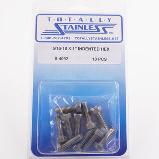Totally Stainless 5/16-18 x 1" Stainless Indented Head Hex Bolts - 2-0092