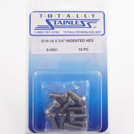 Totally Stainless 5/16-18 x 3/4" Stainless Indented Hex Head Bolts - 8-4091