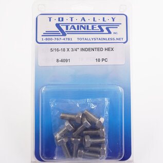 Totally Stainless 5/16-18 x 3/4" Stainless Indented Hex Head Bolts - 8-4091-