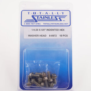 Totally Stainless 1/4-20 x 5/8" Stainless Indented Hex Washer Head Bolts - 8-0972