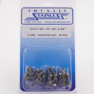 Totally Stainless 10-24 Stainless Indented Hex Washer Head Machine Screws - 8-4960