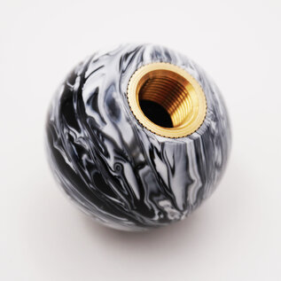 Affordable Street Rods White & Black Marbleized Shift Knob Ball - 2 1/8" diameter ball with 16 mm brass insert