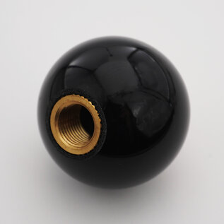 Affordable Street Rods Spider Embedment in a Black Knob with Yellow Spider Web - 2 1/8" knob with a 16mm x 1.50 brass insert