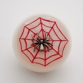 Affordable Street Rods Spider Embedment in a White Knob with Red Spider Web