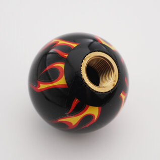 Affordable Street Rods Flames on Black Shift Knob - 2 1/8" knob with a 16mm x 1.50 brass insert