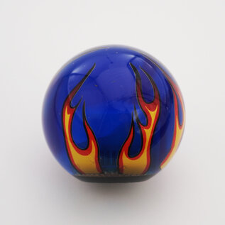 Affordable Street Rods Flames on Blue Transparent Shift Knob - 2 1/8" knob with a 16mm x 1.50 brass insert