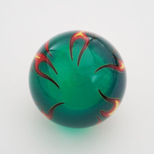 Affordable Street Rods Flames on Green Transparent Shift Knob - 2 1/8" knob with a 16mm x 1.50 brass insert