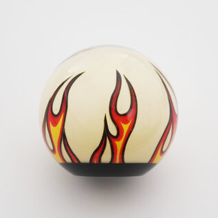 Affordable Street Rods Flames on Ivory Shift Knob - 2 1/8" knob with a 16mm x 1.50 brass insert