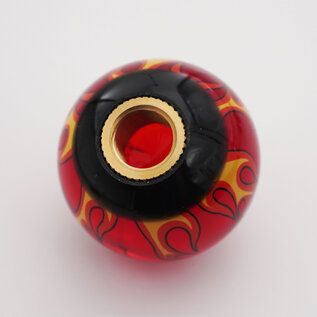Affordable Street Rods Flames on Red Transparent Shift Knob - 2 1/8" knob with a 16mm x 1.50 brass insert
