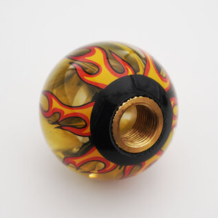Affordable Street Rods Flames on Smokey Yellow Shift Knob - 2 1/8" knob with a 16mm x 1.50 brass insert