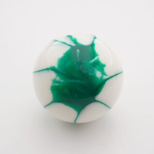 Affordable Street Rods Splash of Green on White Shift Knob - 2 1/8" knob with a 16mm x 1.50 brass insert