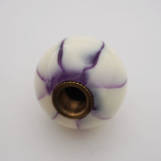 Affordable Street Rods Splash of Purple on White Shift Knob - 2 1/8" knob with a 16mm x 1.50 brass insert