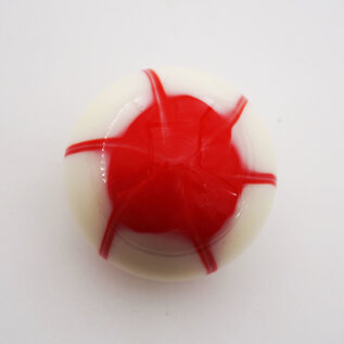 Affordable Street Rods Splash of Red on White Shift Knob - 2 1/8" knob with a 16mm x 1.50 brass insert