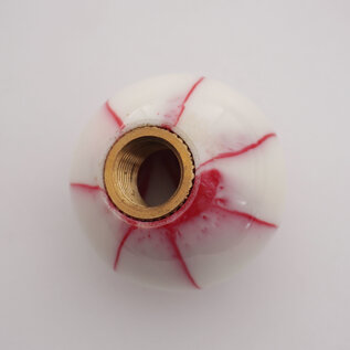 Affordable Street Rods Splash of Red on White Shift Knob - 2 1/8" knob with a 16mm x 1.50 brass insert