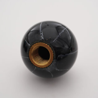 Affordable Street Rods Splash of White on Black Shift Knob - 2 1/8" knob with a 16mm x 1.50 brass insert