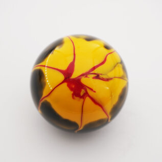 Affordable Street Rods Splash of Yellow & Red on Black Shift Knob - 2 1/8" knob with a 16mm x 1.50 brass insert