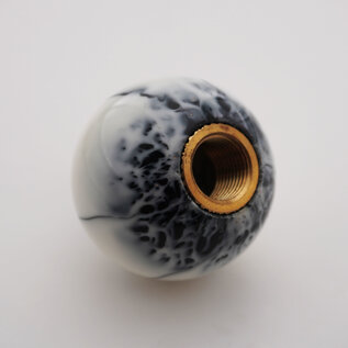 Affordable Street Rods Splash of Black on White Shift Knob - 2 1/8" knob with a 16mm x 1.50 brass insert