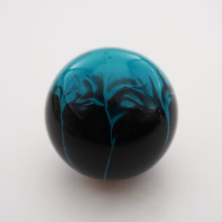 Affordable Street Rods Splash of Aqua on Black Shift Knob - 2 1/8" knob with a 16mm x 1.50 brass insert