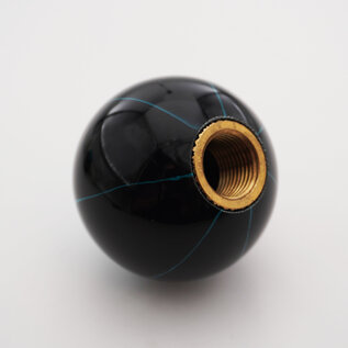Affordable Street Rods Splash of Aqua on Black Shift Knob - 2 1/8" knob with a 16mm x 1.50 brass insert