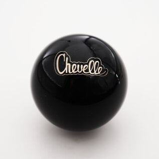 Affordable Street Rods GM Embed - Chevelle Script Shift Knob - 2 1/8" knob with a 16mm x 1.50 brass insert