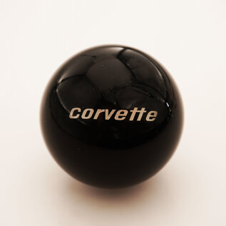 Affordable Street Rods GM Embed - Corvette Script Shift Knob - 2 1/8" knob with a 16mm x 1.50 brass insert