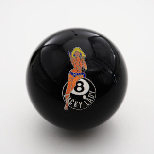 Affordable Street Rods Embedded Lucky Lady 8-Ball Shift Knob - 2 1/8" diameter knob with a 16mm x 1.50 brass insert