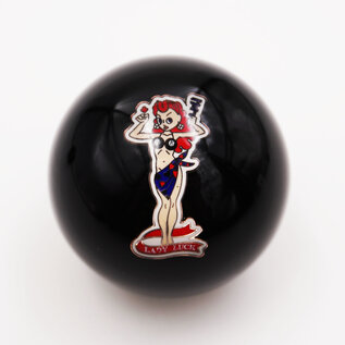 Affordable Street Rods Embedded Lady Luck Shift Knob - 2 1/8" diameter knob with a 16mm x 1.50 brass insert