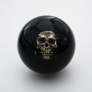 Affordable Street Rods Embedded Skull Shift Knob - 2 1/8" knob with a 16mm x 1.50 brass insert