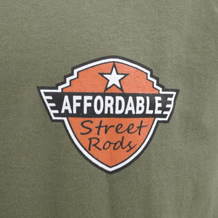 Affordable Street Rods RP 22 - ASR '34 Roadster Design on Military Green T-Shirt