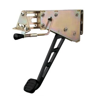Lokar Under-The-Dash Foot Operated Emergency Brake with Windowed Arm - Ball Milled Pedal Style