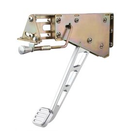 Lokar Under-The-Dash Foot Operated Emergency Brake with Windowed Arm - Ball Milled Pedal Style