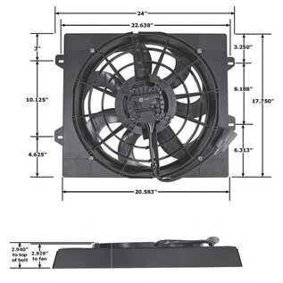 Vintage Air 1987-95 Jeep YJ 16" LoPro™ 500 Watt Brushless Fan/Shroud Kit - 372035