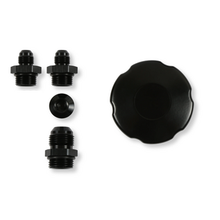 Holley Power Steering Remote Reservoir - Black Aluminum with Bracket - 198-212