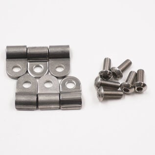 Pure Choice Motorsports Single Stainless Line Clamps: 3/16" Clamps with 10:32 Buttonhead Screws (6 pcs) - 8600