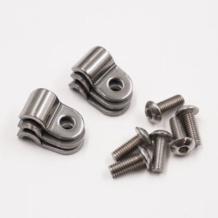 Pure Choice Motorsports Single Stainless Line Clamps: 3/16" Clamps with 10:32 Buttonhead Screws (6 pcs) - 8600