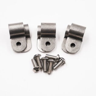 Pure Choice Motorsports Single Stainless Steel Line Clamps: 3/8" Clamps with 10:32 Buttonhead Screws (6 pcs) - 8630