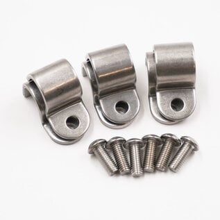 Pure Choice Motorsports Single Stainless Steel Line Clamps: 1/2" Clamps with 10:32 Buttonhead Screws (6 pcs) - 8640