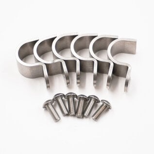 Pure Choice Motorsports Single Stainless Steel Line Clamps: 5/8" Clamps with 10:32 Buttonhead Screws (6 pcs) - 8645