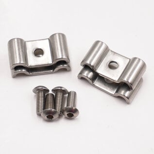 Pure Choice Motorsports Double Stainless Steel Line Clamps: 3/16" x 3/16" Clamps with 10:32 Buttonhead Screws (4 pcs) -8605