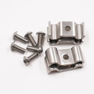Pure Choice Motorsports Double Stainless Steel Line Clamps: 3/16" x 1/4" Clamps with 10:32 Buttonhead Screws (4 pc) - 8615
