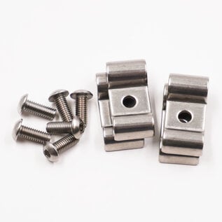 Pure Choice Motorsports Double Stainless Steel Line Clamps: 3/16" x 1/4" Clamps with 10:32 Buttonhead Screws (4 pc) - 8615