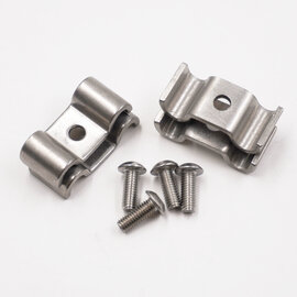 Pure Choice Motorsports Double Stainless Steel Line Clamps: 1/4" x 1/4" Clamps with 10:32 Buttonhead Screws (4 pc) - 8635