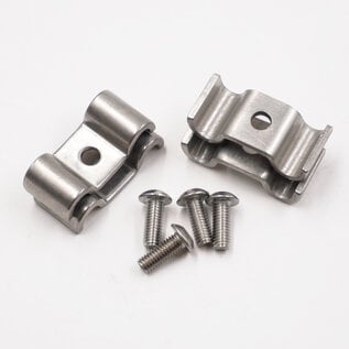 Pure Choice Motorsports Double Stainless Steel Line Clamps: 1/4" x 1/4" Clamps with 10:32 Buttonhead Screws (4 pc) - 8635