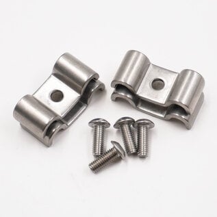 Pure Choice Motorsports Double Stainless Steel Line Clamps: 1/4" x 1/4" Clamps with 10:32 Buttonhead Screws (4 pc) - 8635