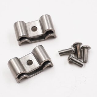 Pure Choice Motorsports Double Stainless Steel Line Clamps: 1/4" x 1/4" Clamps with 10:32 Buttonhead Screws (4 pc) - 8635
