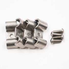 Pure Choice Motorsports Double Stainless Steel Line Clamps: 5/16" x 3/8" Clamps with 10:32 Buttonhead Screws (4 pcs) - 8655