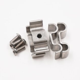 Pure Choice Motorsports Double Stainless Steel Line Clamps: 5/16" x 3/8" Clamps with 10:32 Buttonhead Screws (4 pcs) - 8655
