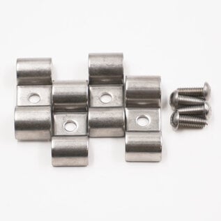 Pure Choice Motorsports Double Stainless Steel Line Clamps: 5/16" x 3/8" Clamps with 10:32 Buttonhead Screws (4 pcs) - 8655