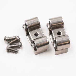 Pure Choice Motorsports Double Stainless Steel Line Clamps: 3/8" x 3/8" Clamps with 10:32 buttonhead screws (4 pcs) - 8660