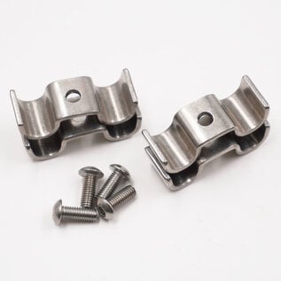 Pure Choice Motorsports Double Stainless Steel Line Clamps: 3/8" x 3/8" Clamps with 10:32 buttonhead screws (4 pcs) - 8660